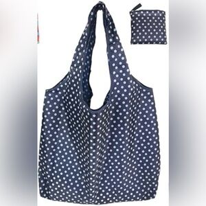 Noilk Polka Dot Foldable Tote Bag - Navy and White